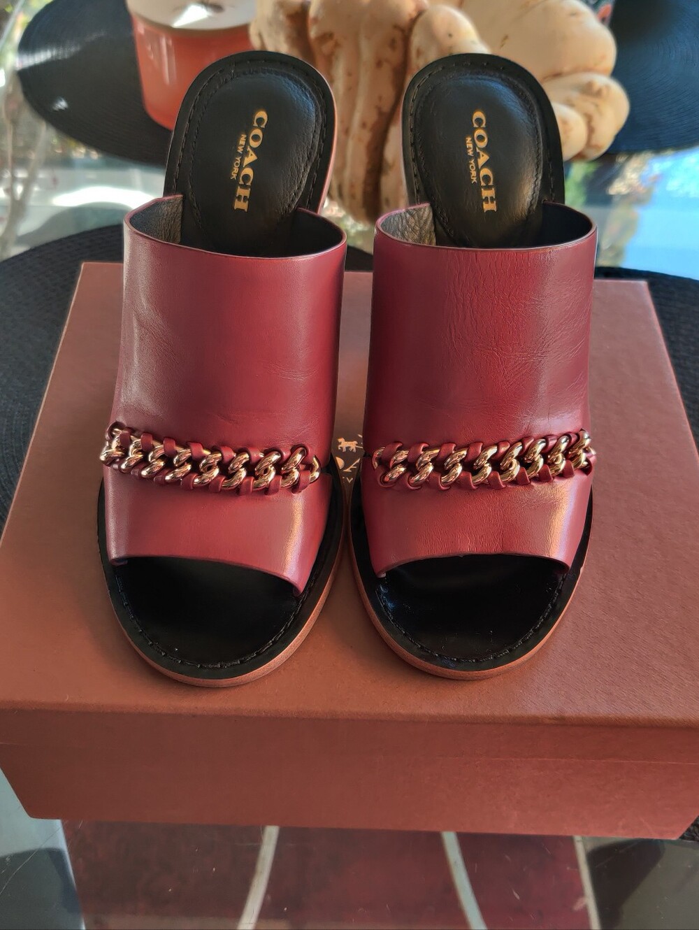 New Coach Leather Slides Shoes 8